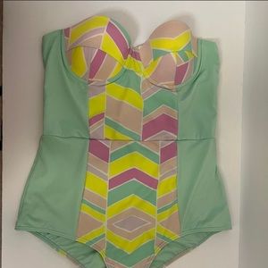 Anthropologie Zinke Starboard Pastel One Piece Strapless Swimsuit